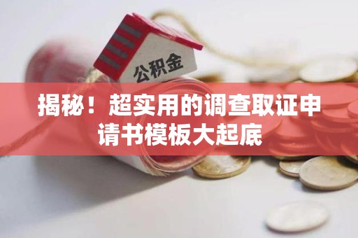 泾县揭秘！超实用的调查取证申请书模板大起底