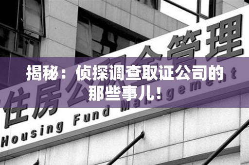 泾县揭秘：侦探调查取证公司的那些事儿！