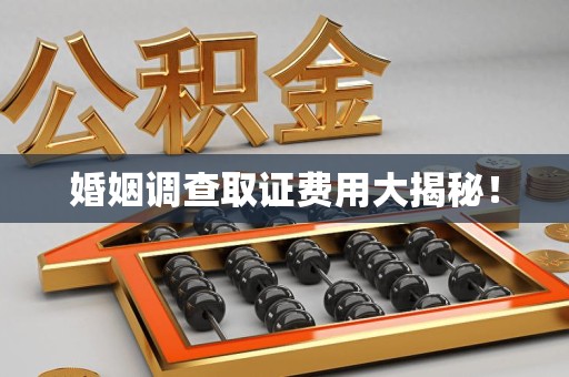 泾县婚姻调查取证费用大揭秘！