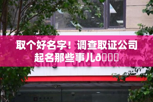 泾县取个好名字！调查取证公司起名那些事儿😎