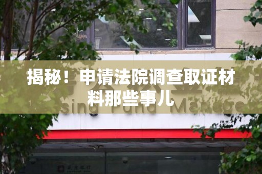 泾县揭秘！申请法院调查取证材料那些事儿