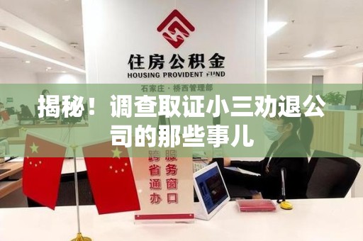 泾县揭秘！调查取证小三劝退公司的那些事儿