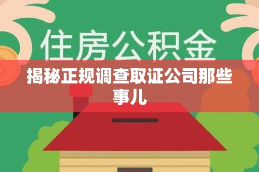 泾县揭秘正规调查取证公司那些事儿