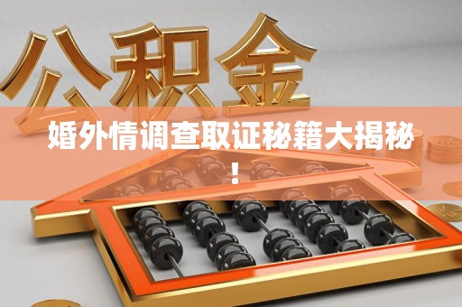 泾县婚外情调查取证秘籍大揭秘！