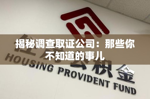 泾县揭秘调查取证公司：那些你不知道的事儿