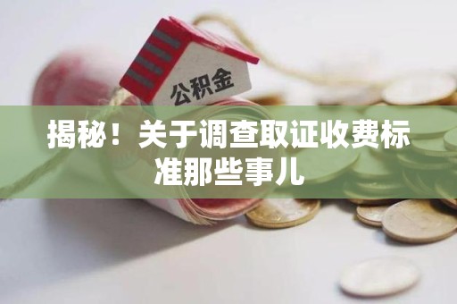 泾县揭秘！关于调查取证收费标准那些事儿