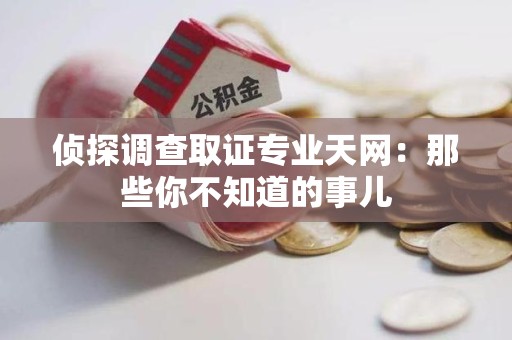 泾县侦探调查取证专业天网：那些你不知道的事儿