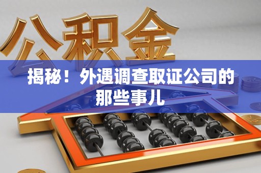 泾县揭秘！外遇调查取证公司的那些事儿